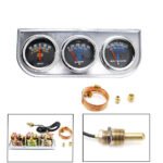 Mechanical 2'' 52mm Chrome Triple Gauge Set Water Temp Oil Pressure AMP Meter - Image 3