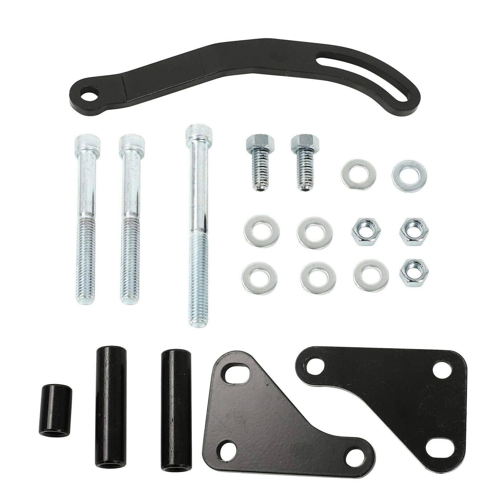 Power_Steering_Pump_Bracket SBC Black Power Steering Pump Mounting Bracket SWP LWP Saginaw GM SB Chevy 350 - Image 1